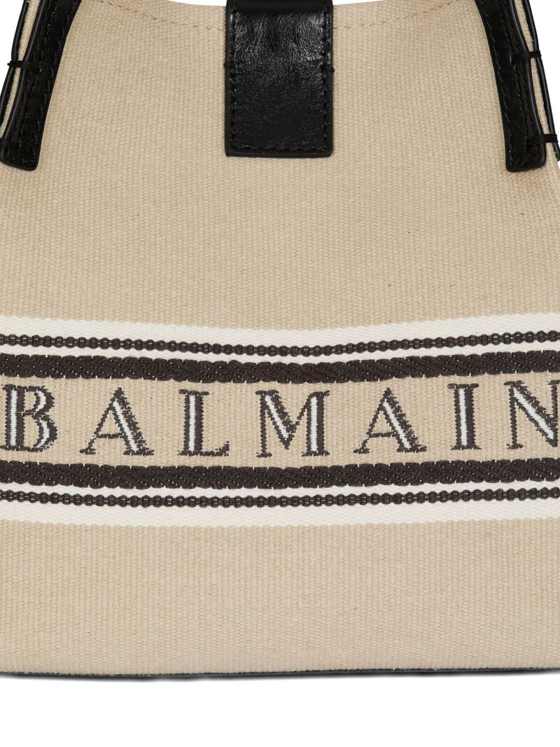 Balmain Balmain Release Bucket Bag In Canvas And Calfskin