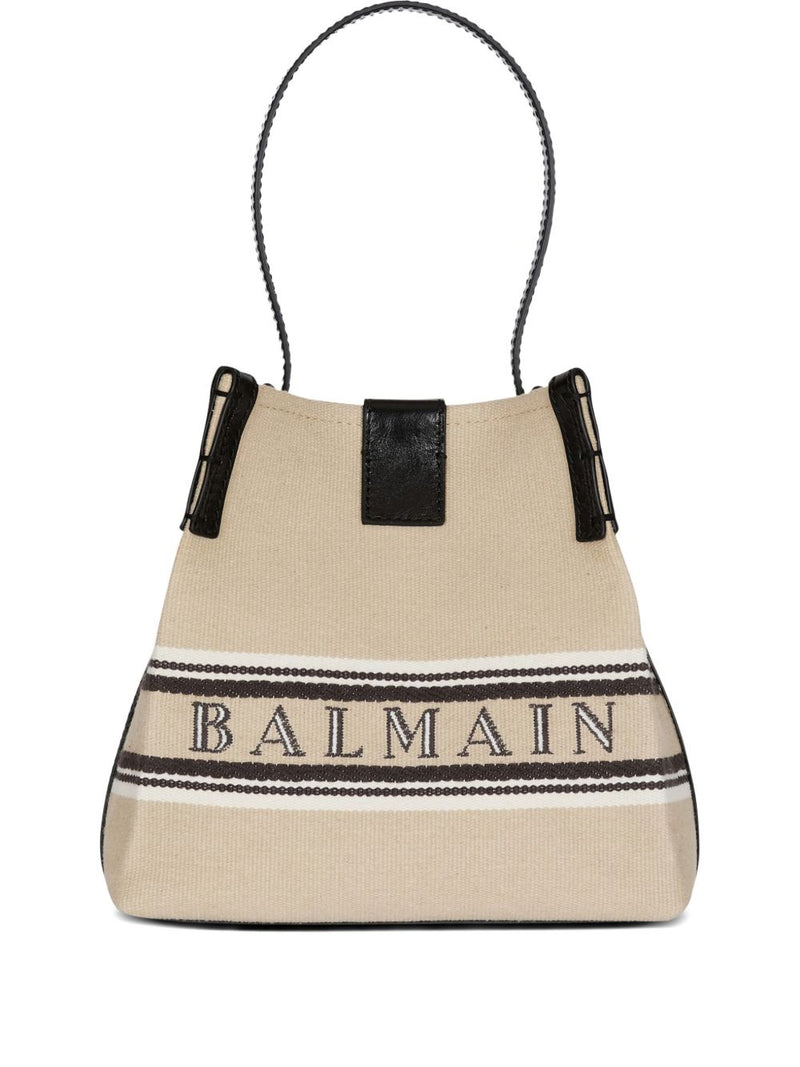 Balmain Balmain Release Bucket Bag In Canvas And Calfskin