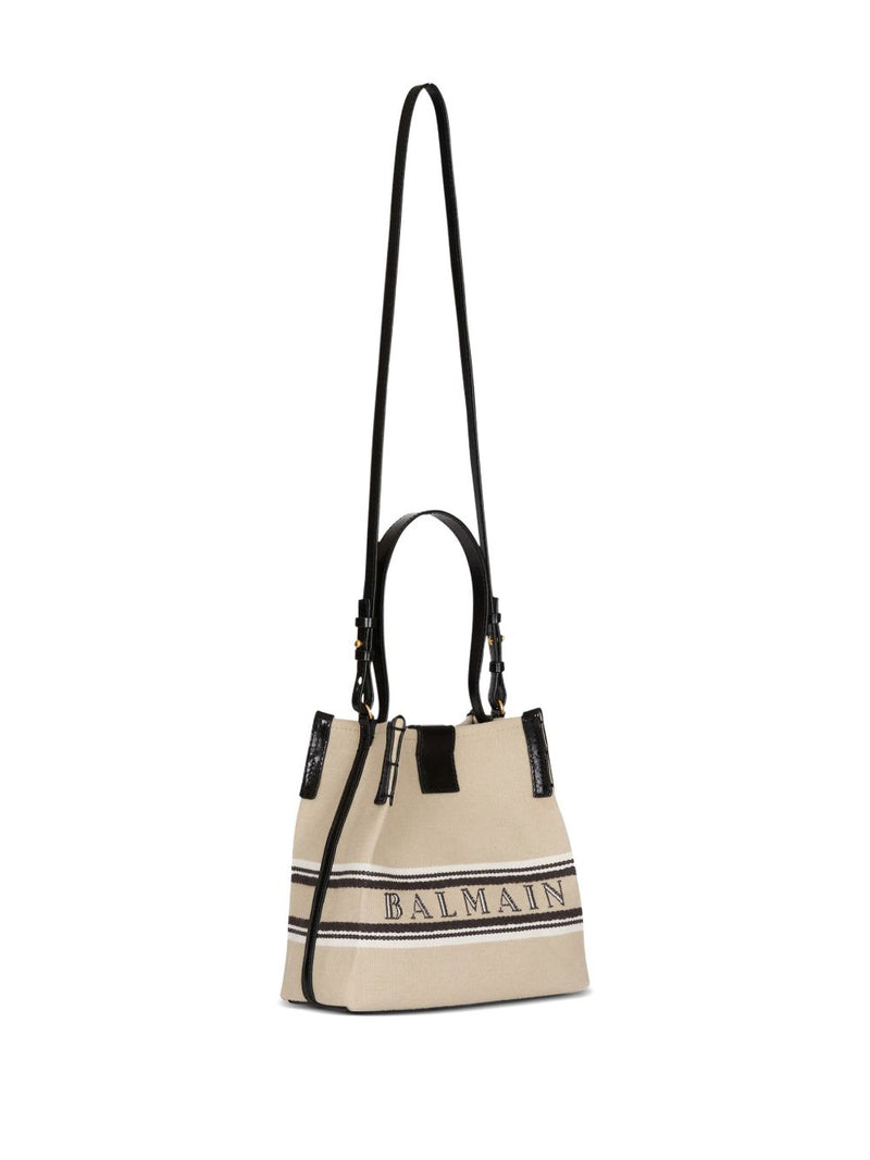 Balmain Balmain Release Bucket Bag In Canvas And Calfskin