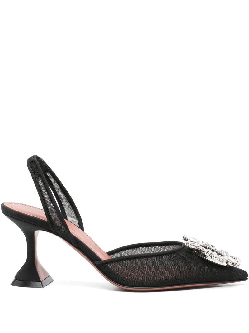 Amina Muaddi Amina Muaddi Begum Mesh Sling 70 Black Mesh