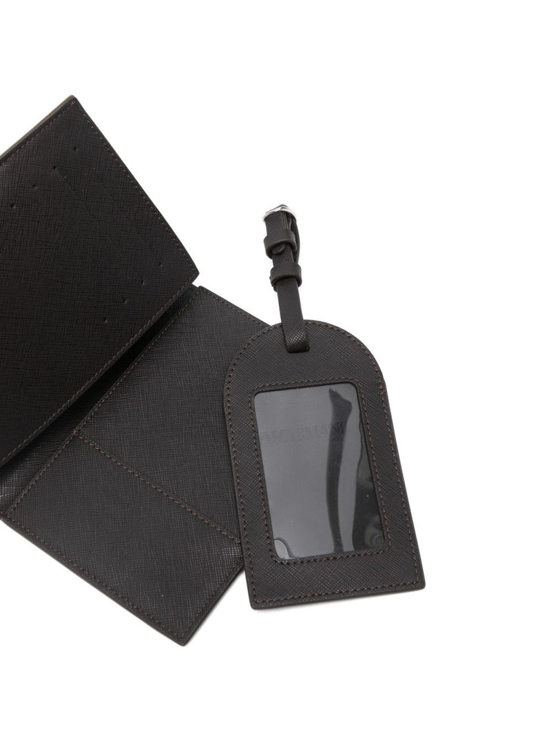 Emporio Armani Asv Recycled Saffiano Leather Passport Holder And Tag Gift Box | Urbalenti™ NYC