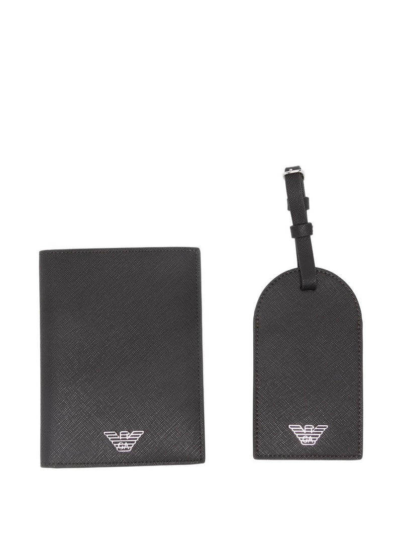 Emporio Armani Asv Recycled Saffiano Leather Passport Holder And Tag Gift Box | Urbalenti™ NYC
