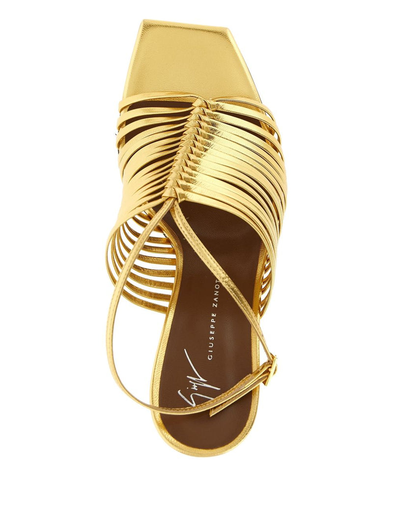 Giuseppe Zanotti Savoia metallic leather sandal. | Urbalenti™ NYC