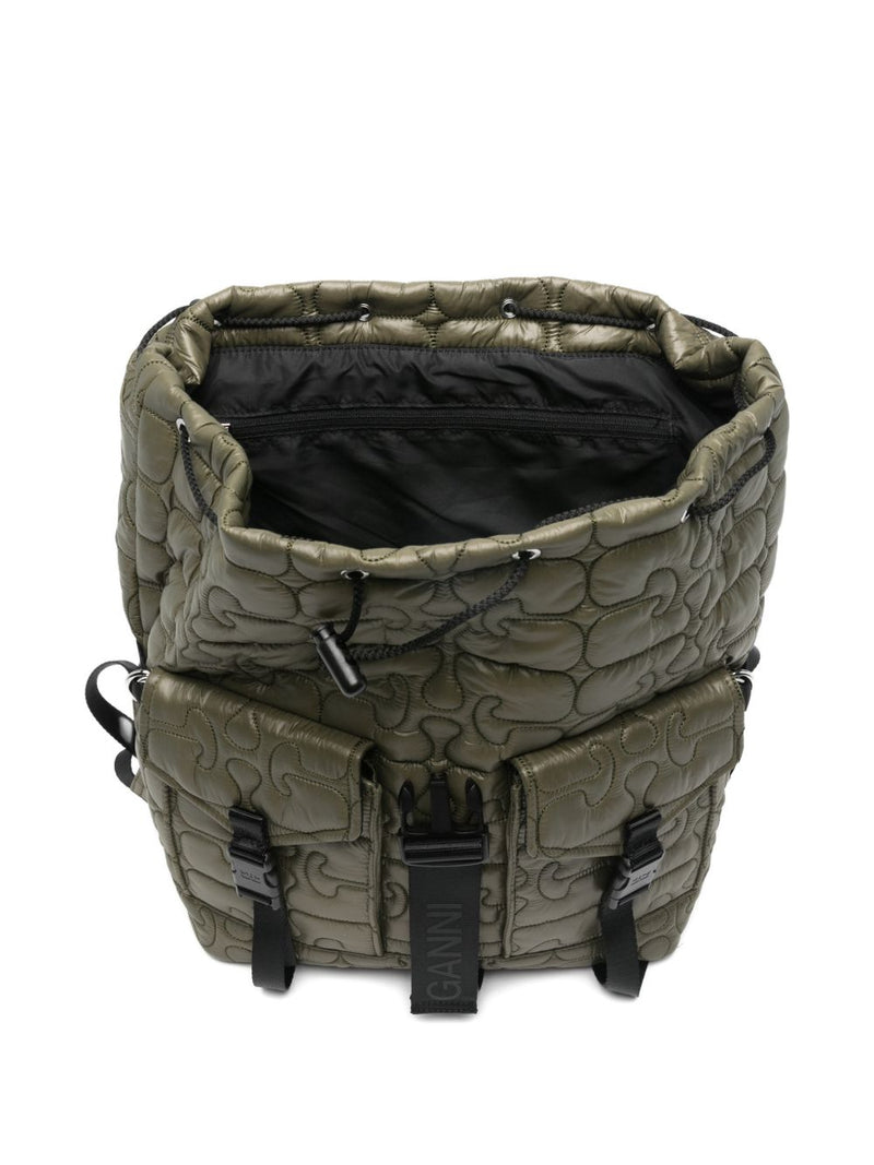 Ganni Ganni Quilted Flap-Pocket Backpack
