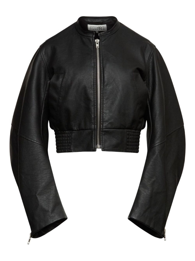 MM6 Maison Margiela Leather effect bomber jacket | Urbalenti™ NYC