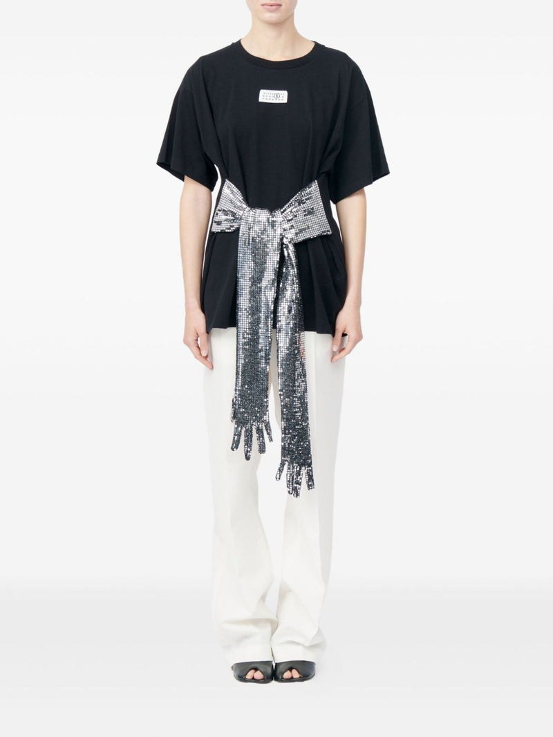 MM6 Maison Margiela Gloves-detail cotton t-shirt | U... | Urbalenti™ NYC