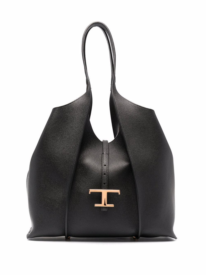 Tod'S T Timeless Shopping Bag In Leather Medium - Black Leather | Urbale... | Urbalenti™ NYC