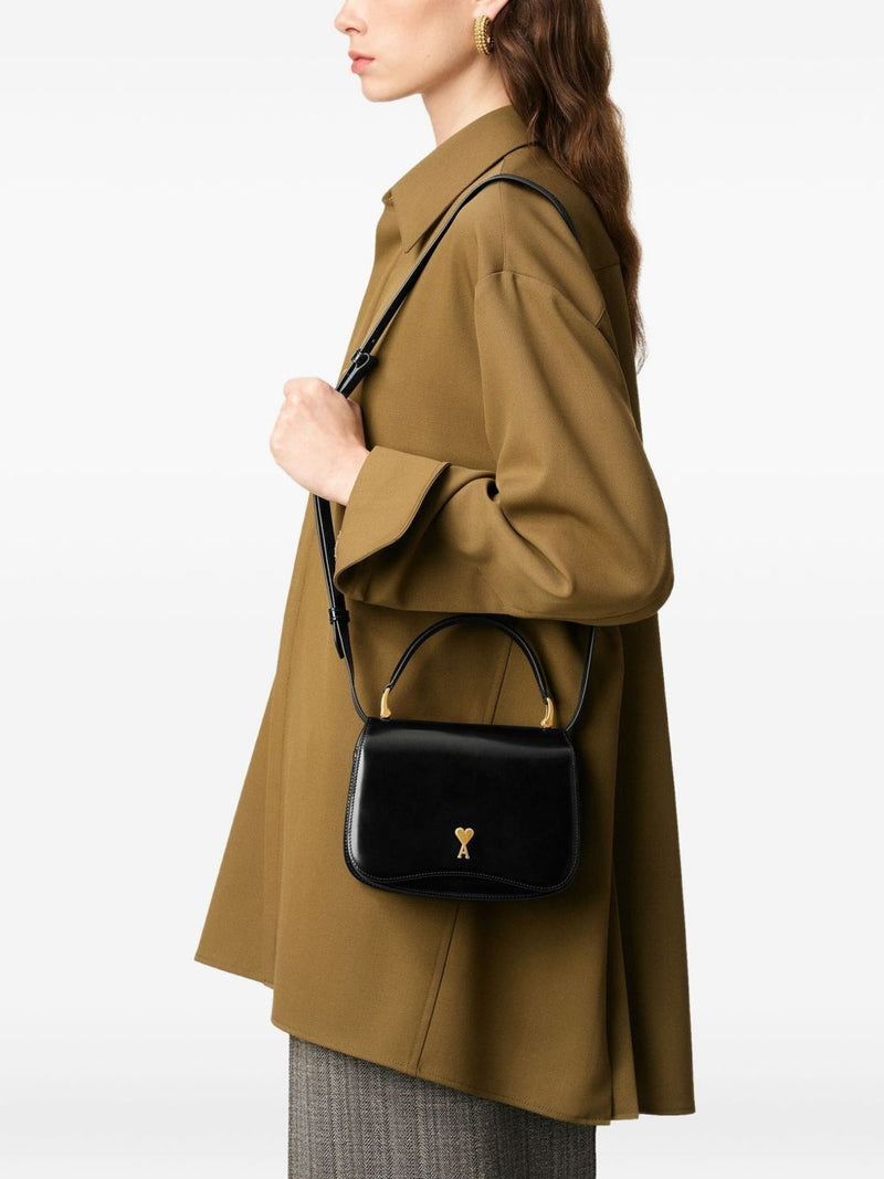 Ami Paris Black Cow Leather Top Handle Paris Paris Bag | URBALENTI ™