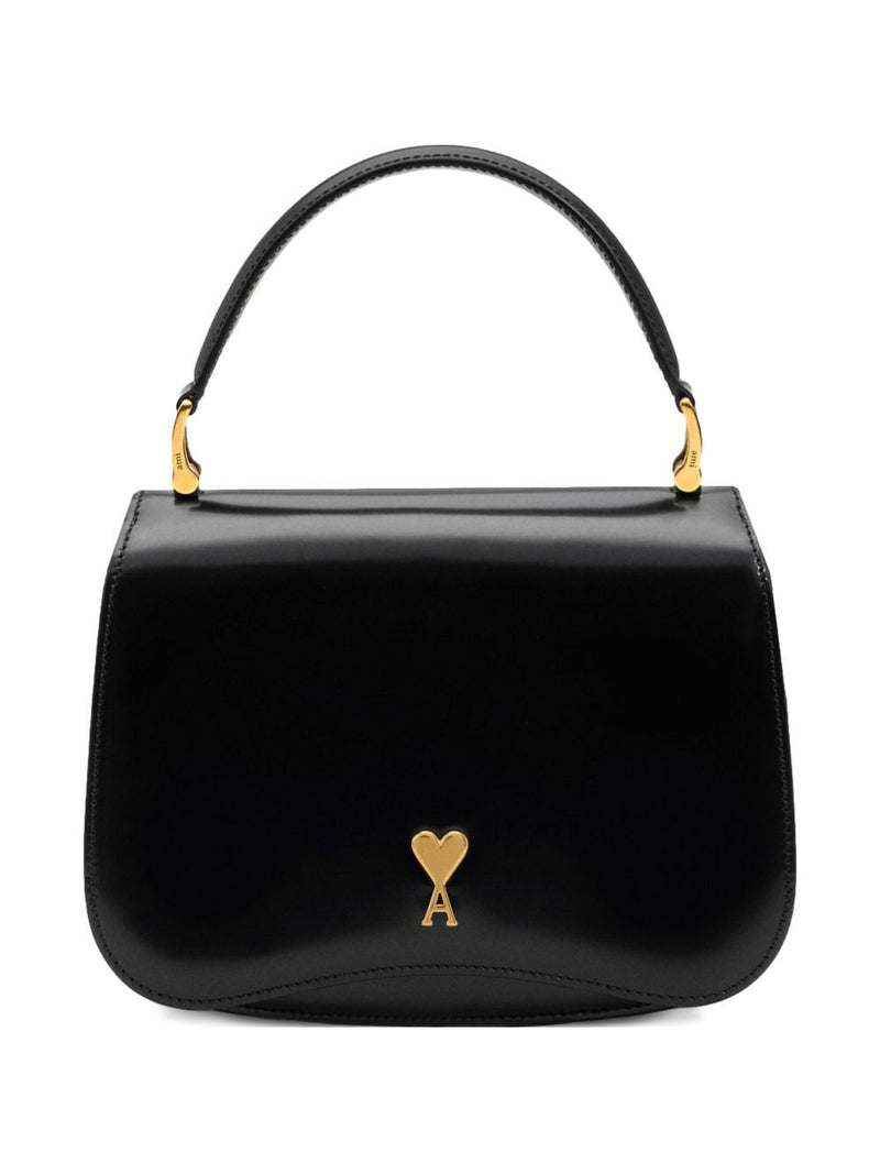 Ami Paris Black Cow Leather Top Handle Paris Paris Bag | URBALENTI ™