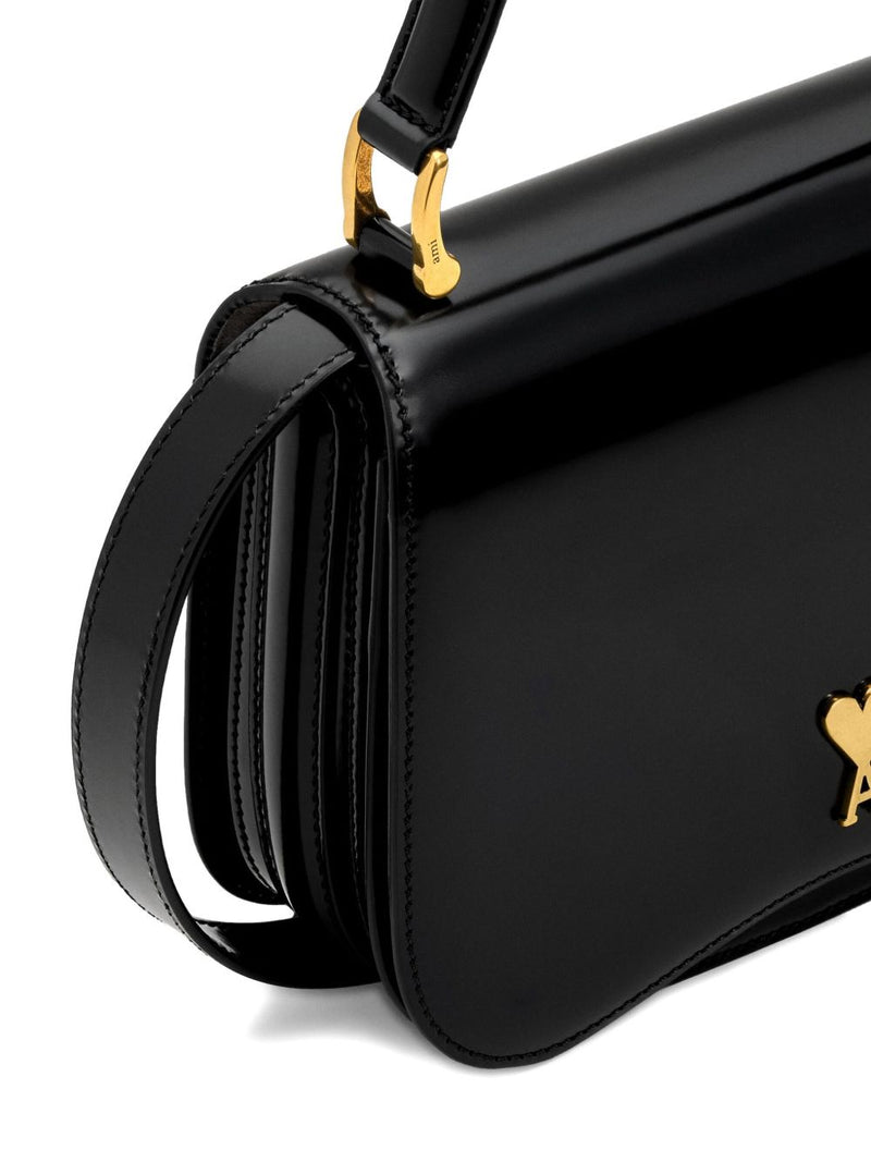 Ami Paris Black Cow Leather Top Handle Paris Paris Bag | URBALENTI ™