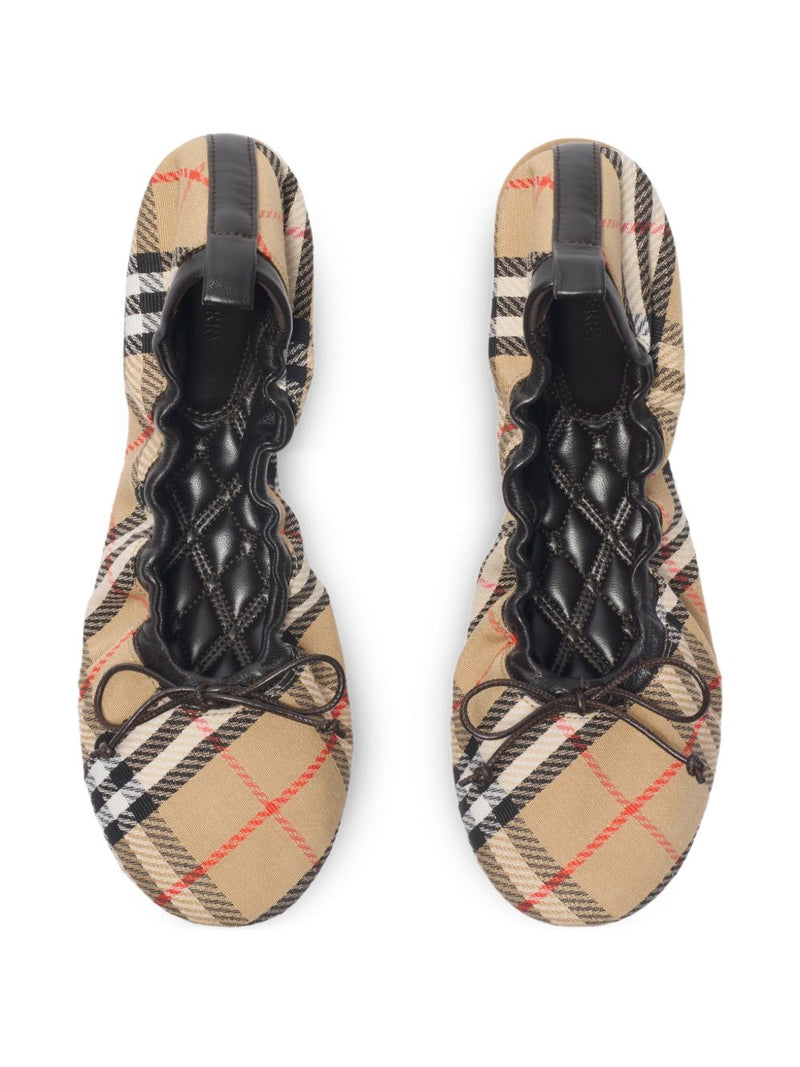 Burberry Check Fawn Ballerinas | Urbalenti™ NYC