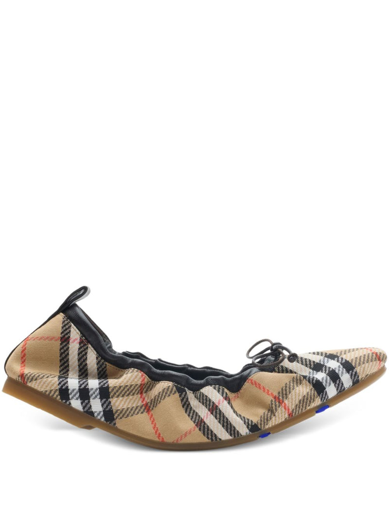 Burberry Check Fawn Ballerinas | Urbalenti™ NYC