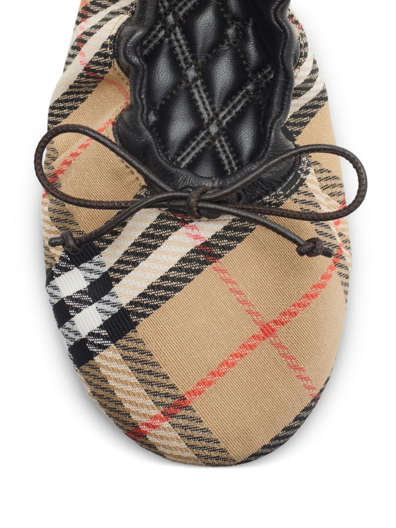 Burberry Check Fawn Ballerinas | Urbalenti™ NYC