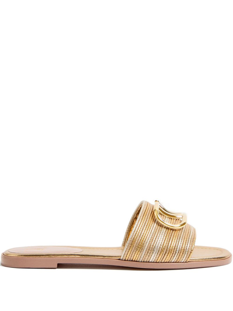 Valentino Garavani Valentino Garavani Vlogo Signature Metallic Slides