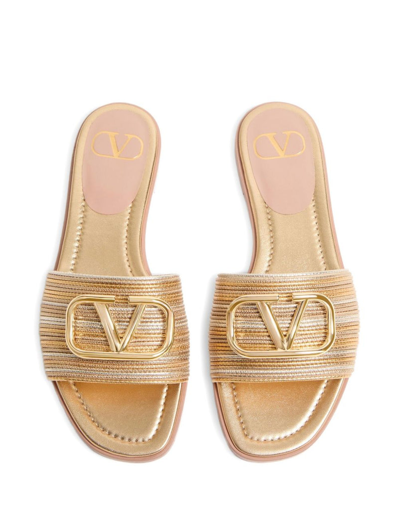 Valentino Garavani Valentino Garavani Vlogo Signature Metallic Slides