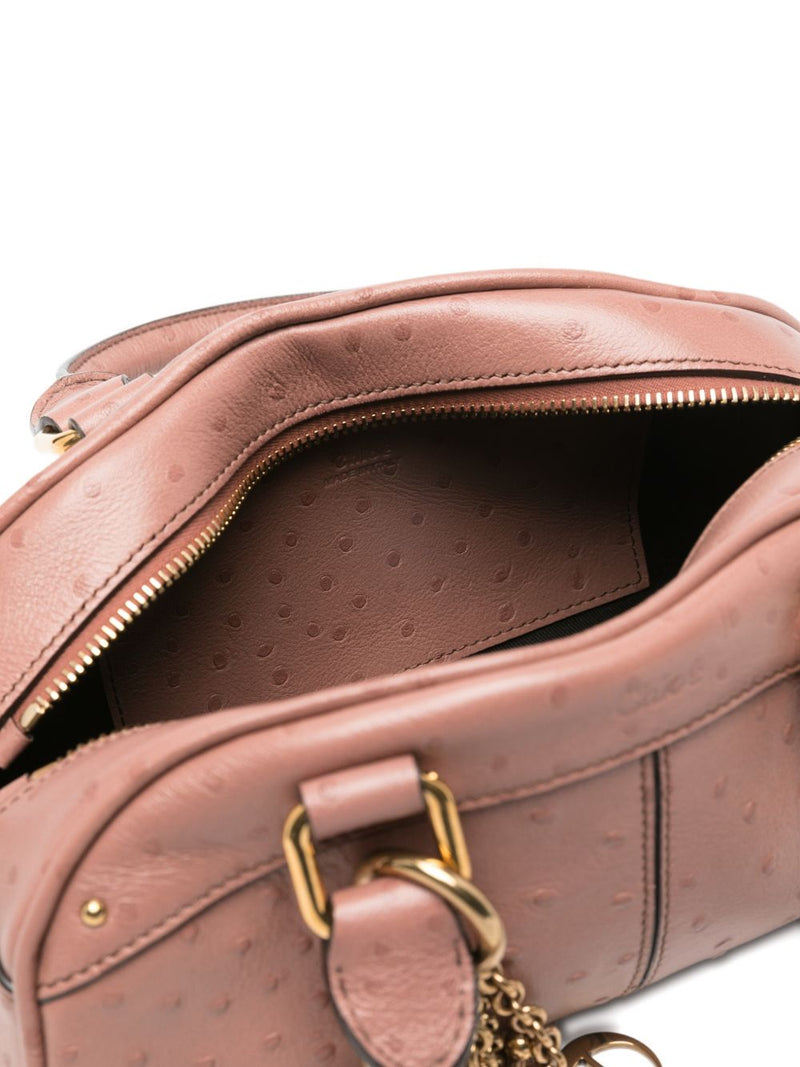 Chloé Chloé Small Ostrich-Effect Leather Bowling Bag