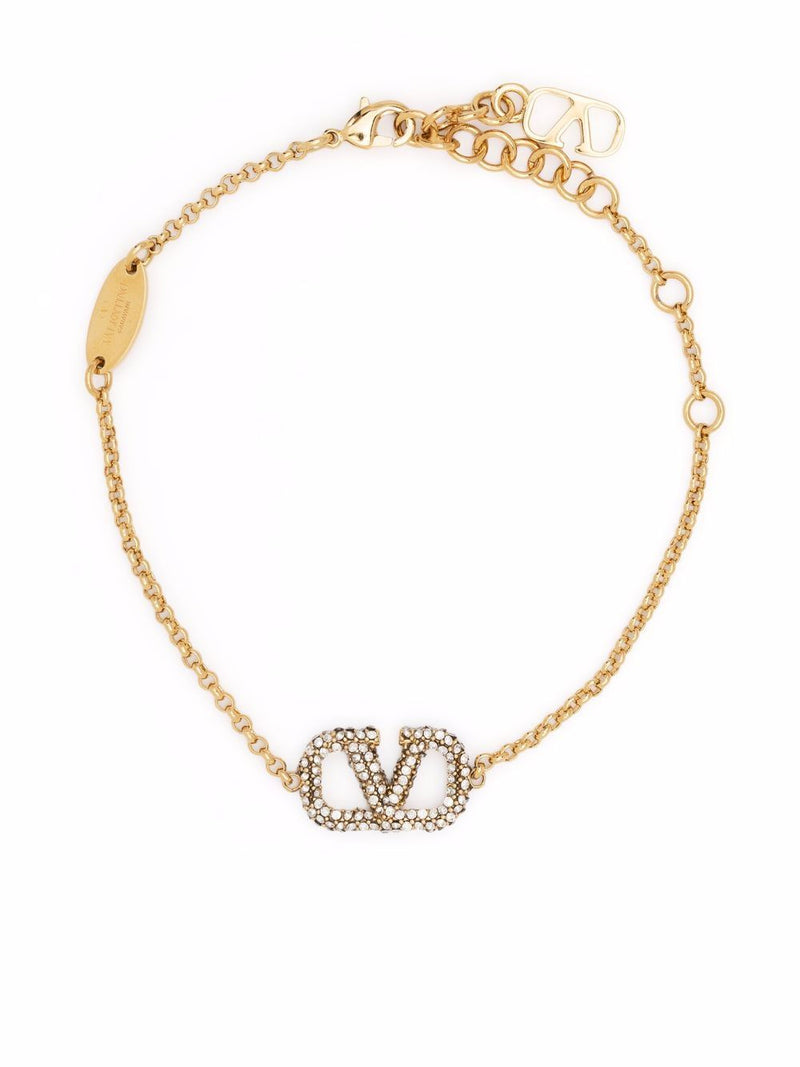 Valentino Garavani Valentino Garavani-Vlogo Signature Bracelet In Metal And Swarovski® Crystals