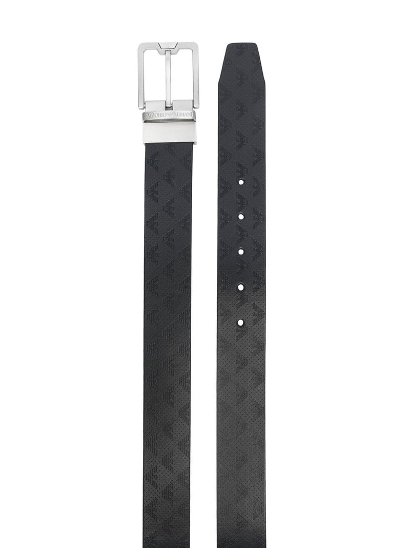 EMPORIO ARMANI EXCLUSIVE Reversible Leather Belt With All-Over Monogram | Urbalenti™ NYC