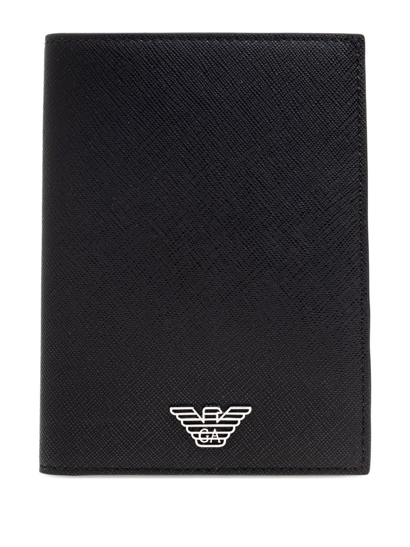 Emporio Armani Asv Regenerated Saffiano Leather Passport Holder With Eagle Plate | Urbalenti™ NYC