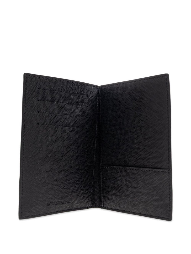 Emporio Armani Asv Regenerated Saffiano Leather Passport Holder With Eagle Plate | Urbalenti™ NYC