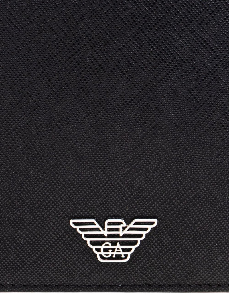 Emporio Armani Asv Regenerated Saffiano Leather Passport Holder With Eagle Plate | Urbalenti™ NYC