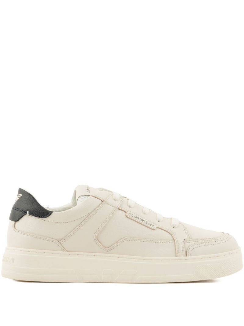 Emporio Armani Hammered-leather sneakers | Urbalenti™ NYC