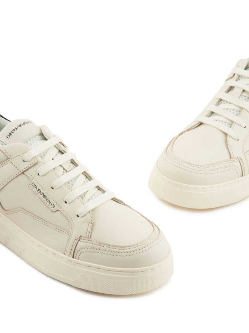 Emporio Armani Hammered-leather sneakers | Urbalenti™ NYC