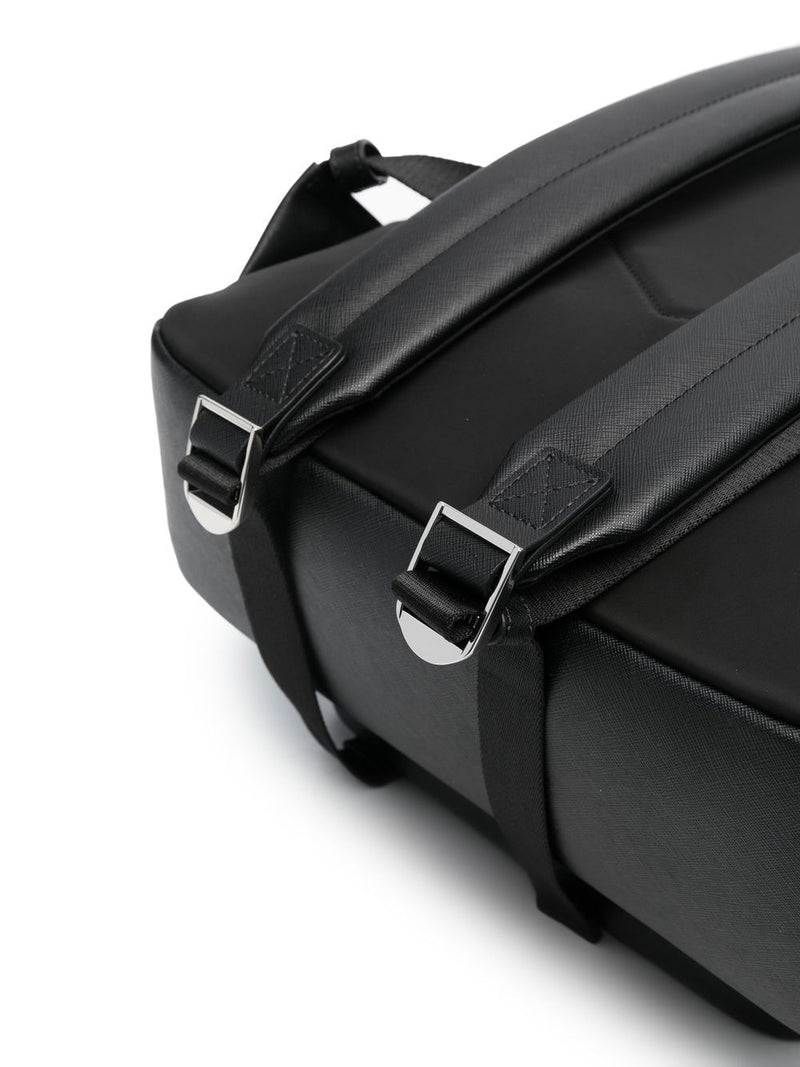Emporio Armani Emporio Armani Asv Regenerated Saffiano Leather Round Backpack With Eagle Plate