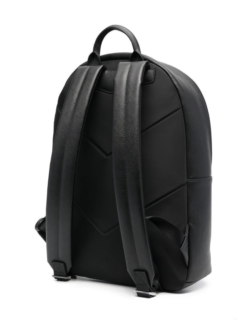 Emporio Armani Emporio Armani Asv Regenerated Saffiano Leather Round Backpack With Eagle Plate