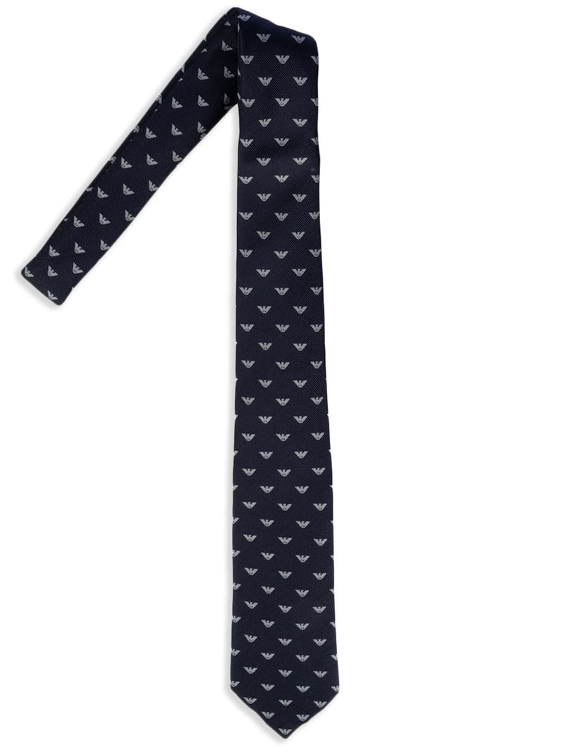 EMPORIO ARMANI EXCLUSIVE Pure Silk Tie With All-Over Jacquard Micro-Eagle Variant 2 | Urbalenti™ NYC