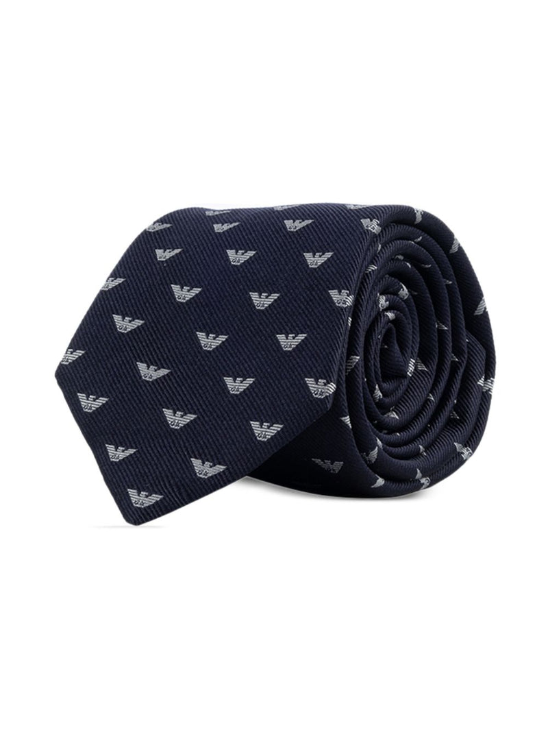 EMPORIO ARMANI EXCLUSIVE Pure Silk Tie With All-Over Jacquard Micro-Eagle Variant 2 | Urbalenti™ NYC
