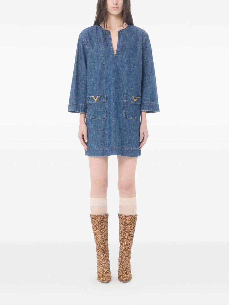 Valentino VLogo Signature denim short dress | Urbalenti™ NYC