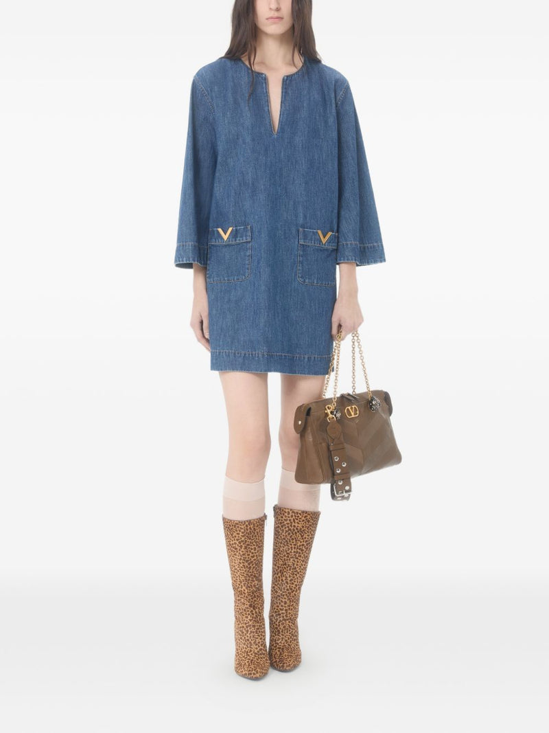 Valentino VLogo Signature denim short dress | Urbalenti™ NYC