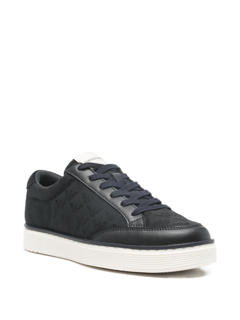Emporio Armani Jacquard sneakers with an all-over eagle | Urbalenti™ NYC