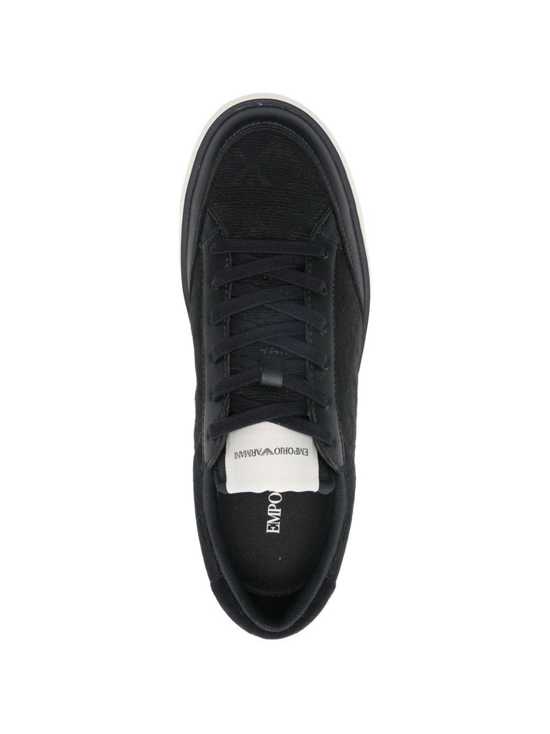 Emporio Armani Jacquard sneakers with an all-over eagle | Urbalenti™ NYC