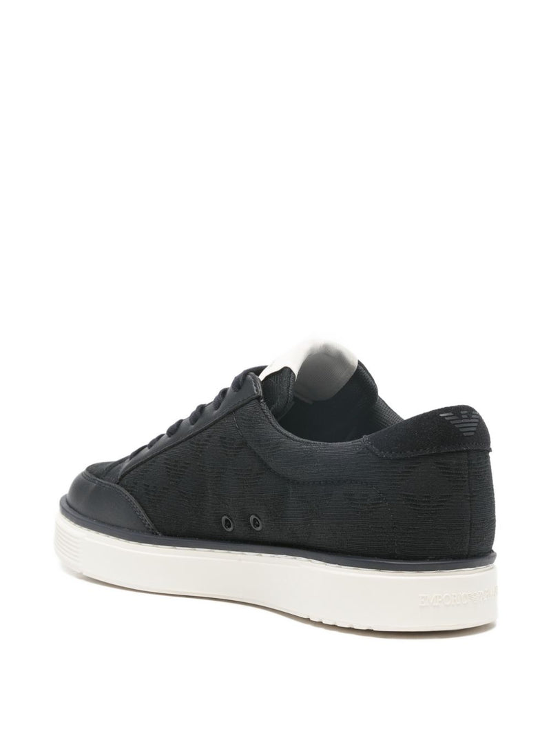 Emporio Armani Jacquard sneakers with an all-over eagle | Urbalenti™ NYC
