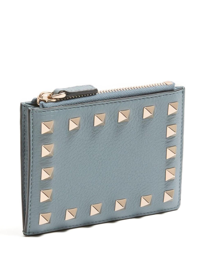Valentino Garavani-Rockstud Grainy Calfskin Cardholder With Zip - Leathe... | Urbalenti™ NYC
