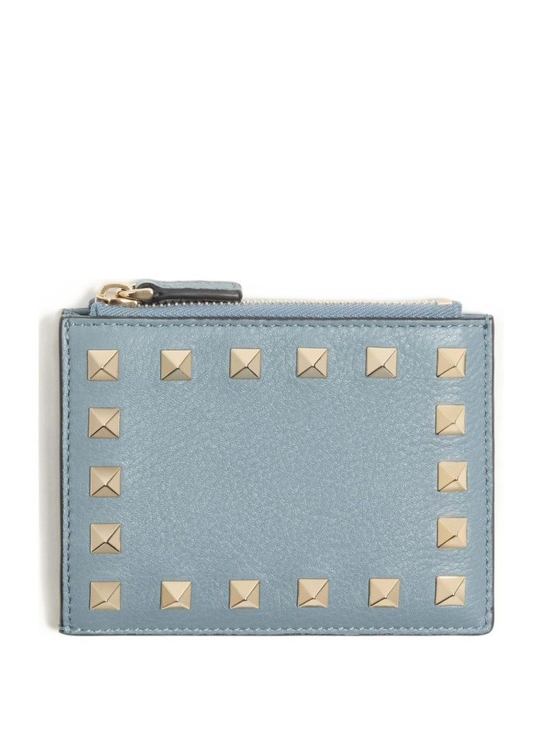 Valentino Garavani-Rockstud Grainy Calfskin Cardholder With Zip - Leathe... | Urbalenti™ NYC