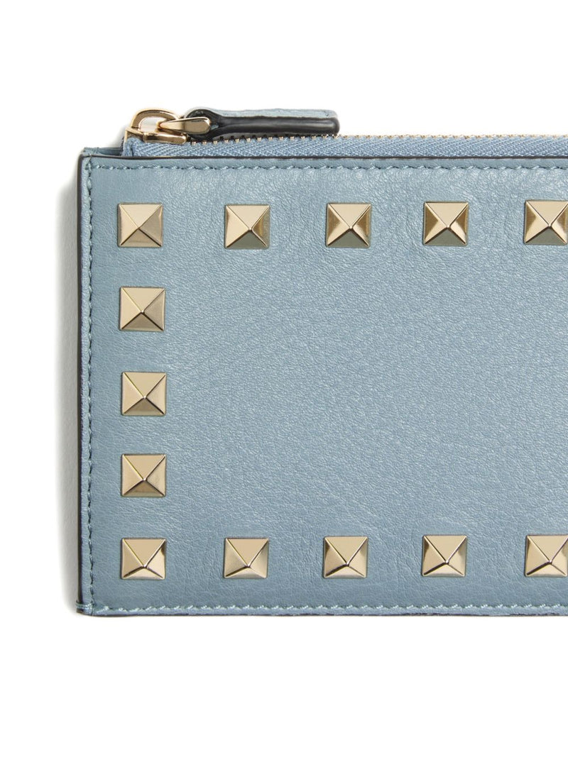 Valentino Garavani-Rockstud Grainy Calfskin Cardholder With Zip - Leathe... | Urbalenti™ NYC