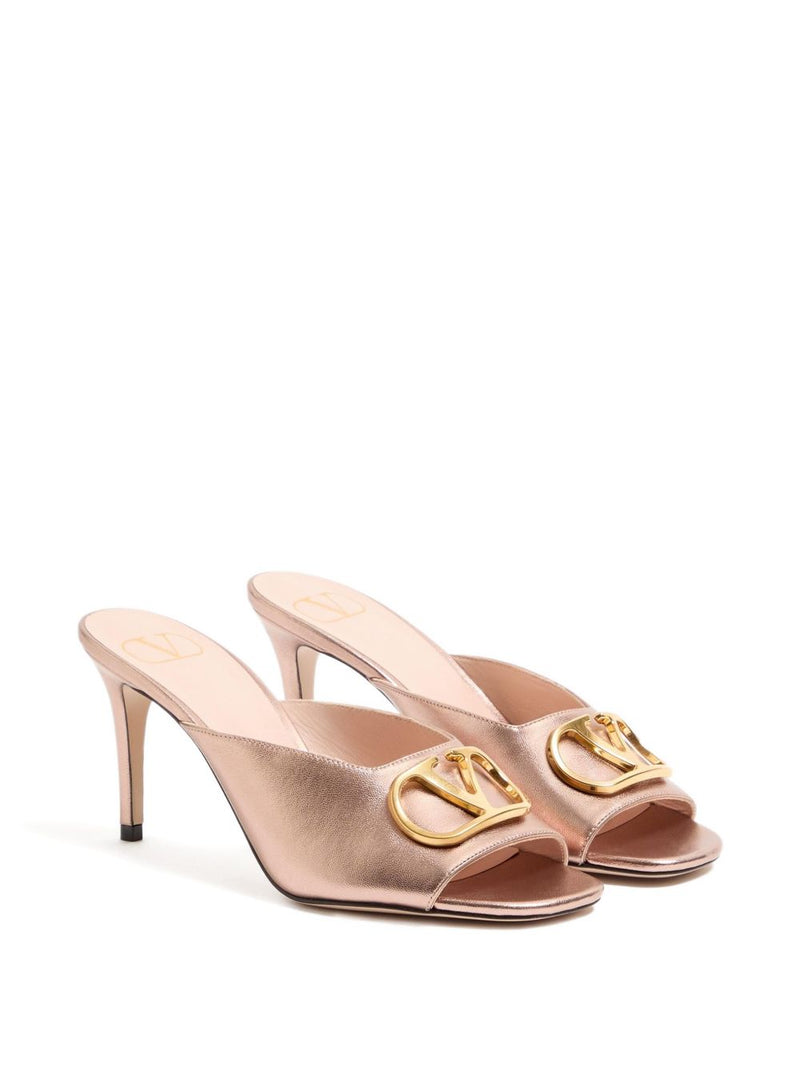 Valentino Garavani Valentino Garavani VLogo Signature metallic leather mules