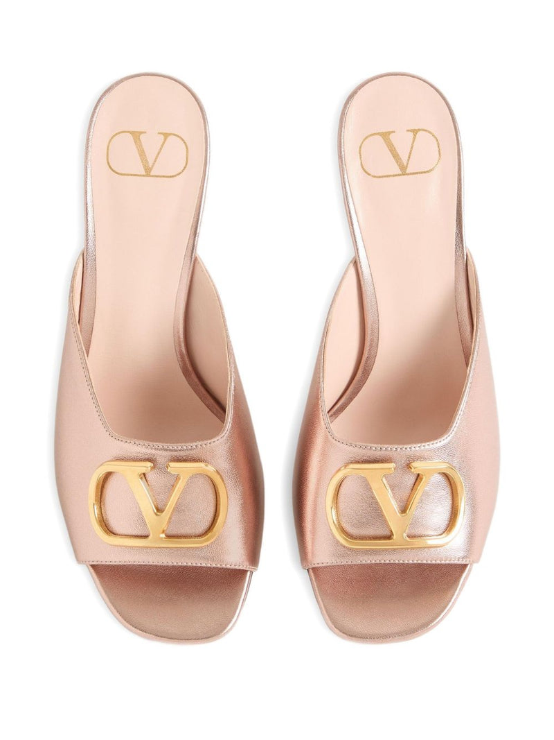 Valentino Garavani Valentino Garavani VLogo Signature metallic leather mules