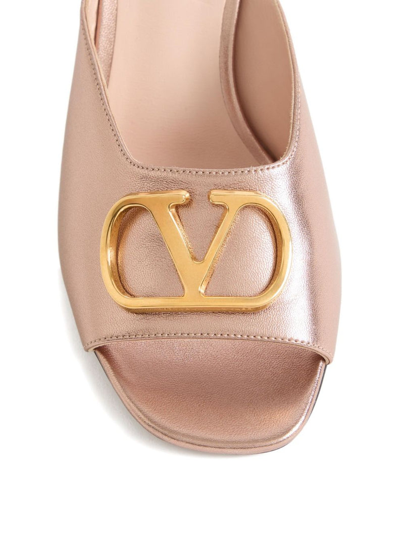 Valentino Garavani Valentino Garavani VLogo Signature metallic leather mules