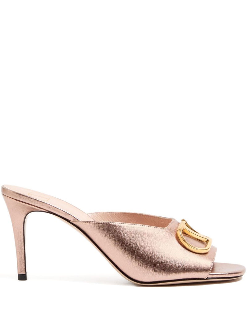 Valentino Garavani Valentino Garavani VLogo Signature metallic leather mules