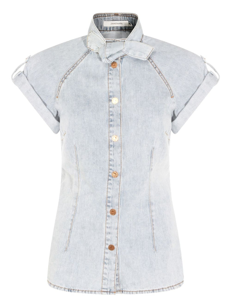 Zimmermann Zimmermann Bow-tie denim top