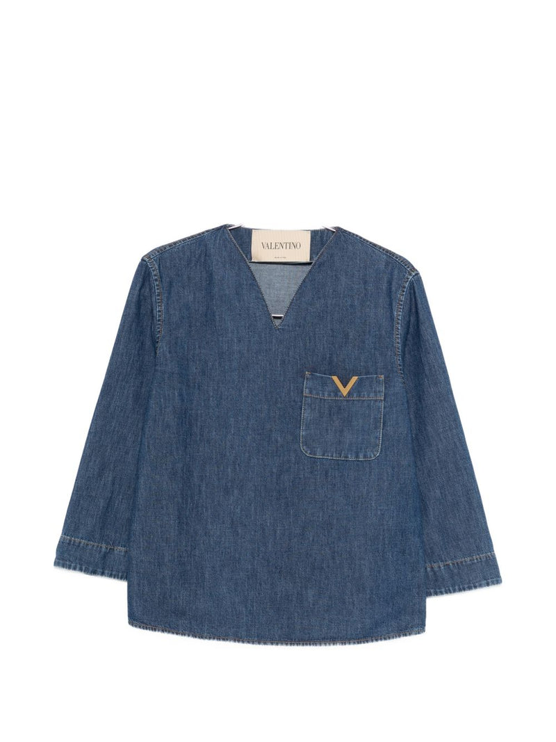 Valentino VLogo Signature denim blouse | Urbalenti™ NYC