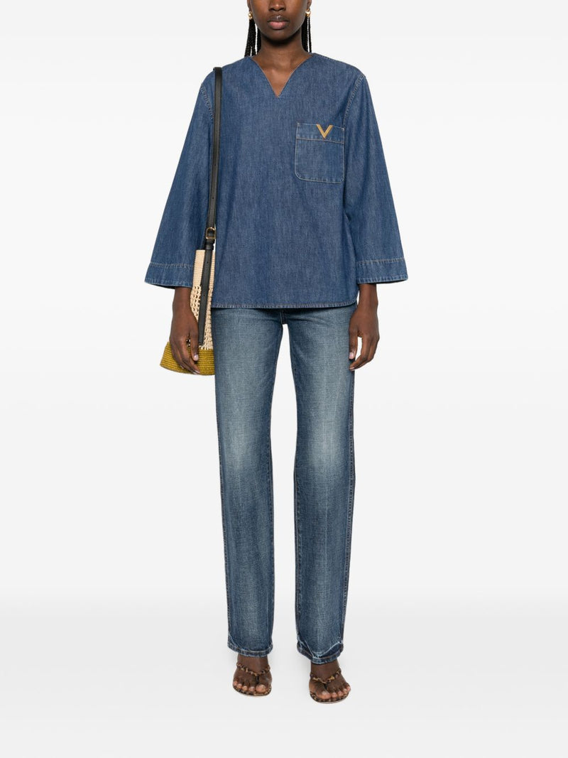 Valentino VLogo Signature denim blouse | Urbalenti™ NYC