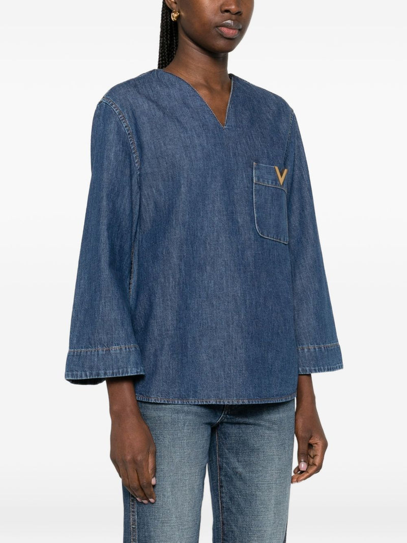 Valentino VLogo Signature denim blouse | Urbalenti™ NYC