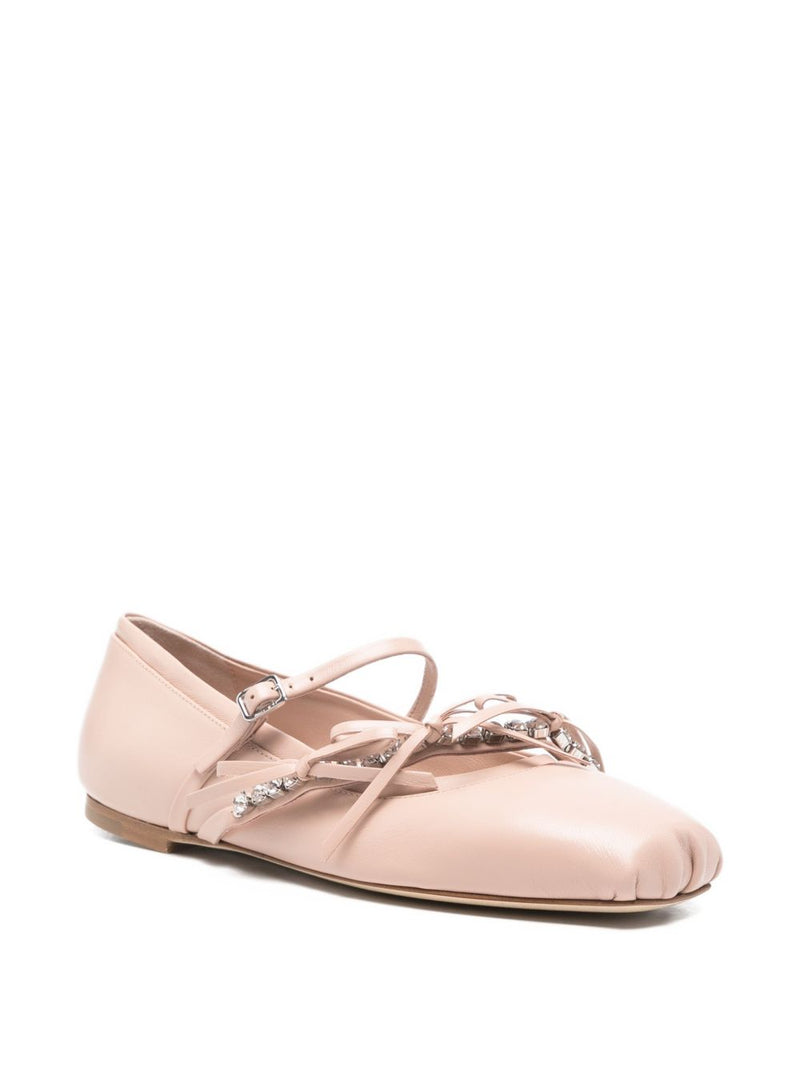 Jimmy Choo Jimmy Choo Loli Pink Leather Ballerina Flats.