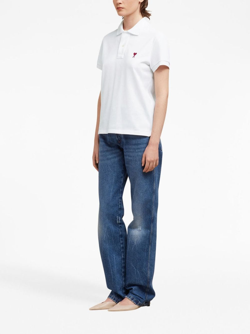 Ami Paris Ami De Coeur cotton polo shirt | Urbalenti™ NYC