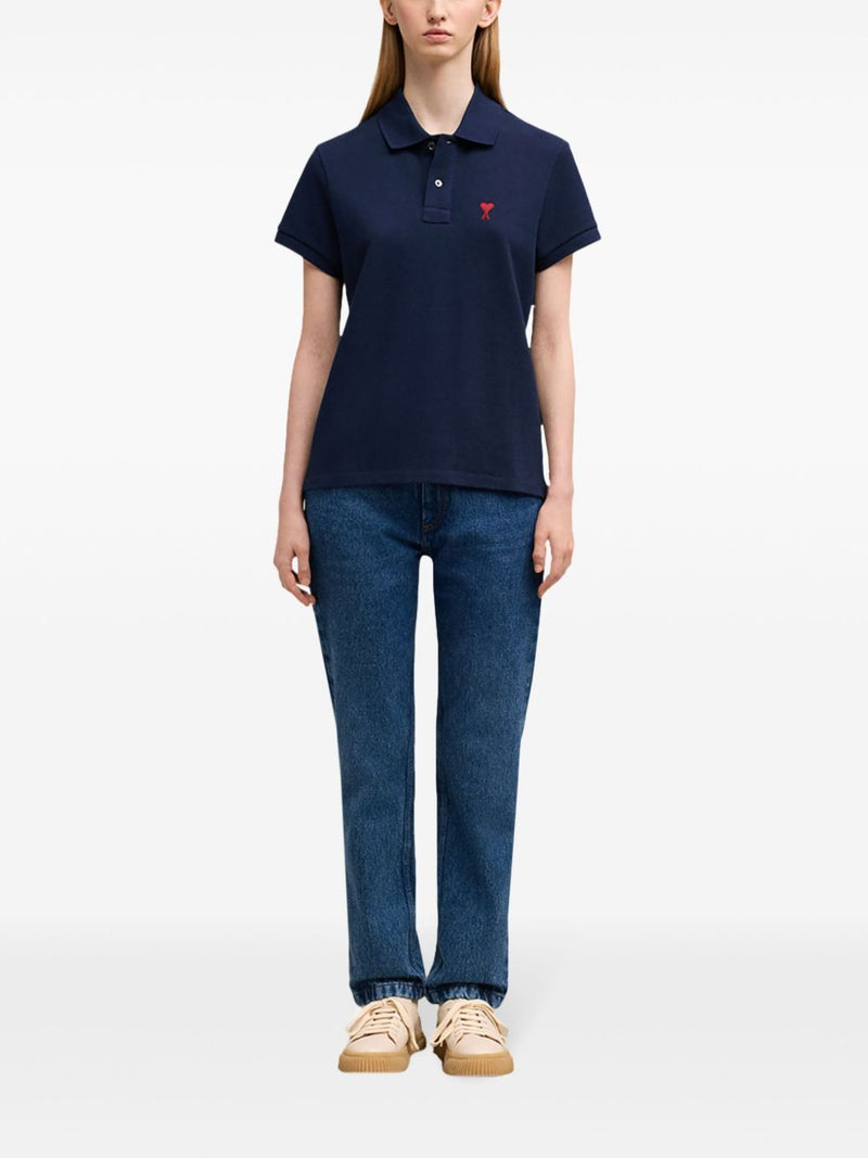Ami Paris Ami De Coeur cotton polo shirt | Urbalenti™ NYC